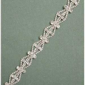 Rhinestone Bridal Sash/Headband - Silver/Ivory